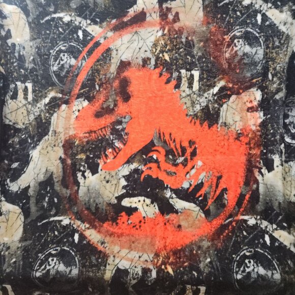 Jurassic World Dinosaur Blanket Soft Fleece Throw 46" x 66" Black & Beige - Picture 3 of 8